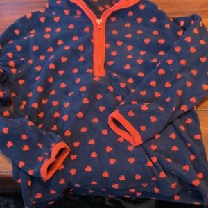 OshKosh B'gosh Girl Navy and Red Heart Pullover 1/4 Zip
